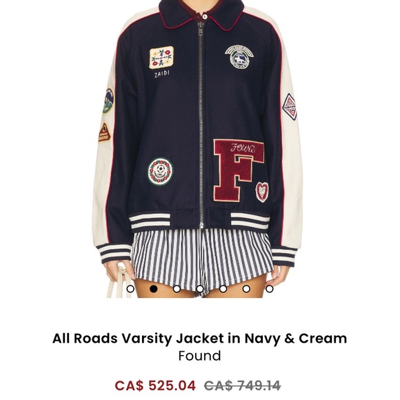 All Roads Women's Varsity Jacket - Navy & Cream - Picture 2 of 3